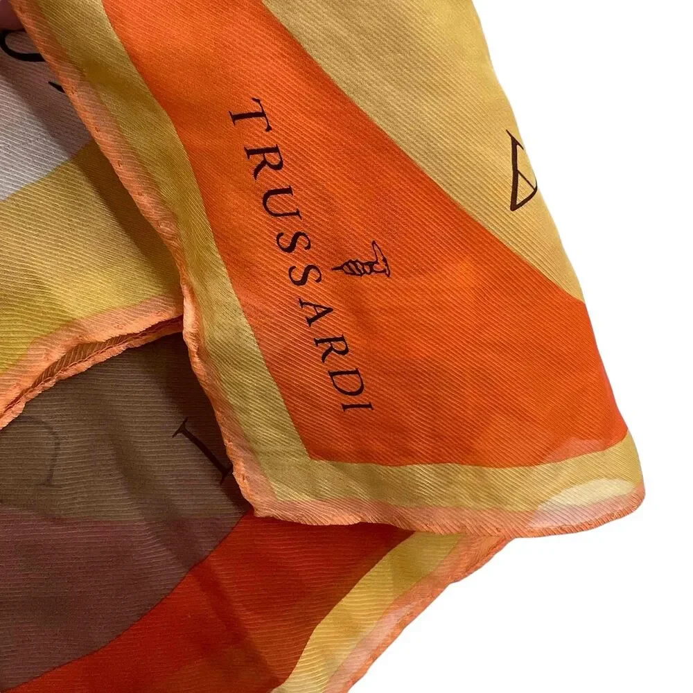 TRUSSARDI Womens Multicolor Lightweight Dog Theme Silk Printed‎ Scarf Italy Made